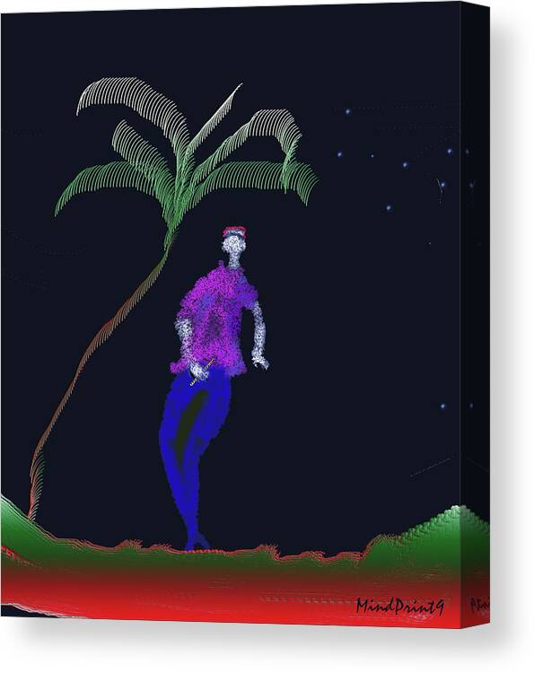 Flute Canvas Print featuring the digital art Lad with a Flute by Asok Mukhopadhyay
