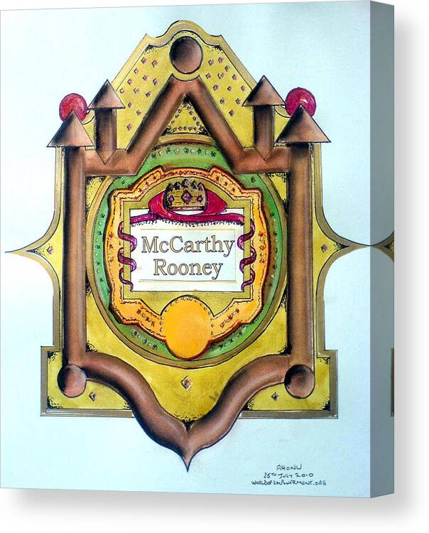 Ahonu Canvas Print featuring the painting McCarthy-Rooney Family Crest by AHONU Aingeal Rose