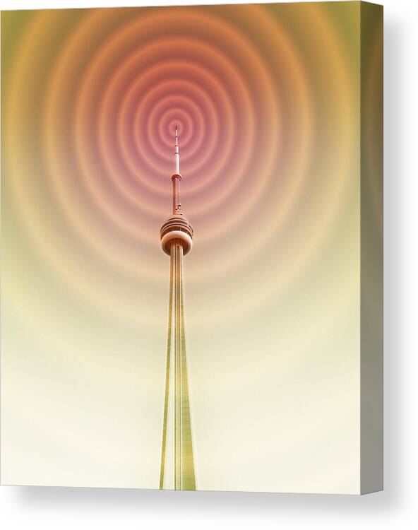 Cn Tower Canvas Print featuring the photograph Radio Tower With Radio Waves by Mehau Kulyk