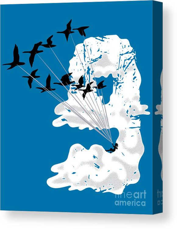 Pop Art Canvas Print featuring the digital art Sailing Cloud Nine by Laura Brightwood