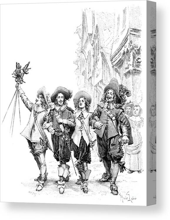 19th Century Canvas Print featuring the photograph Three Musketeers by Granger