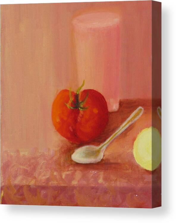 Still Life Canvas Print featuring the painting Tomato and juice by Selma Sulaiman