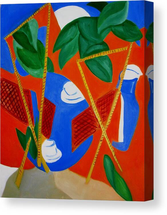 Original Cubist Oil Canvas Print featuring the painting Breakfast with Picasso #1 by Patricia Cleasby
