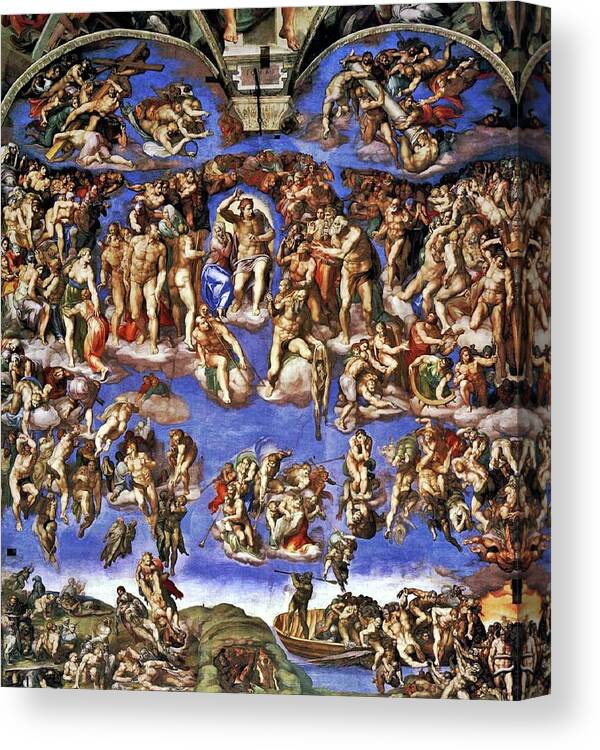 Michelangelo Canvas Print featuring the painting The Last Judgement by Troy Caperton