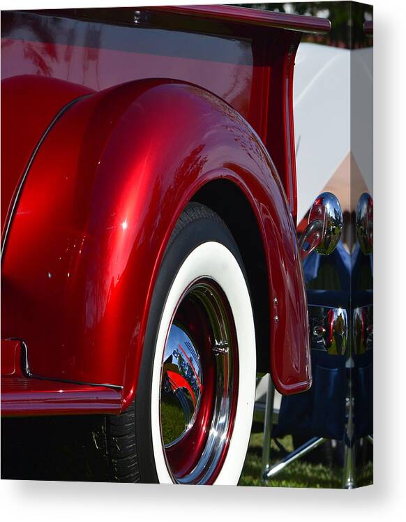  Canvas Print featuring the photograph Red Chevy Pickup Fender #2 by Dean Ferreira