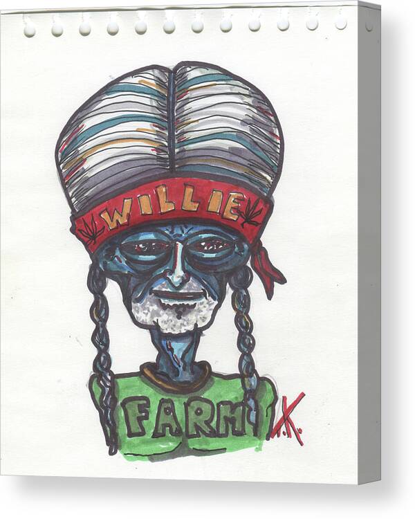 Willie Nelson Canvas Print featuring the drawing alien Willie Nelson by Similar Alien