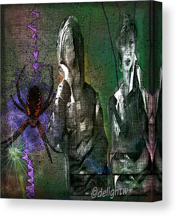 Spider Canvas Print featuring the digital art Along Came Another Spider by Delight Worthyn