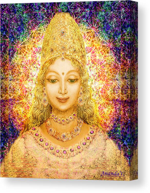 Mandala Canvas Print featuring the mixed media Angel of Beauty in Blue by Ananda Vdovic
