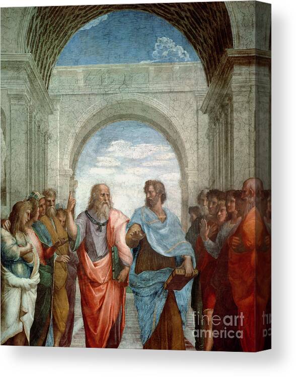 Raphael Canvas Print featuring the painting Aristotle and Plato by Raphael