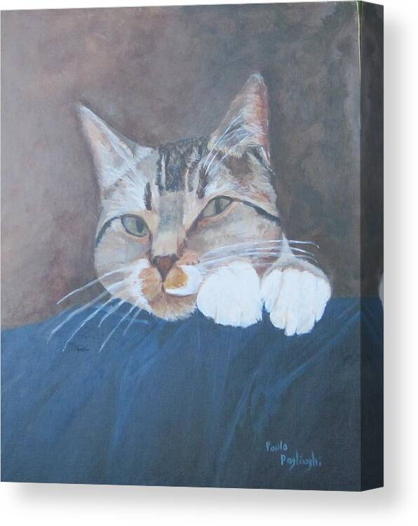 Cat Canvas Print featuring the painting Austin by Paula Pagliughi