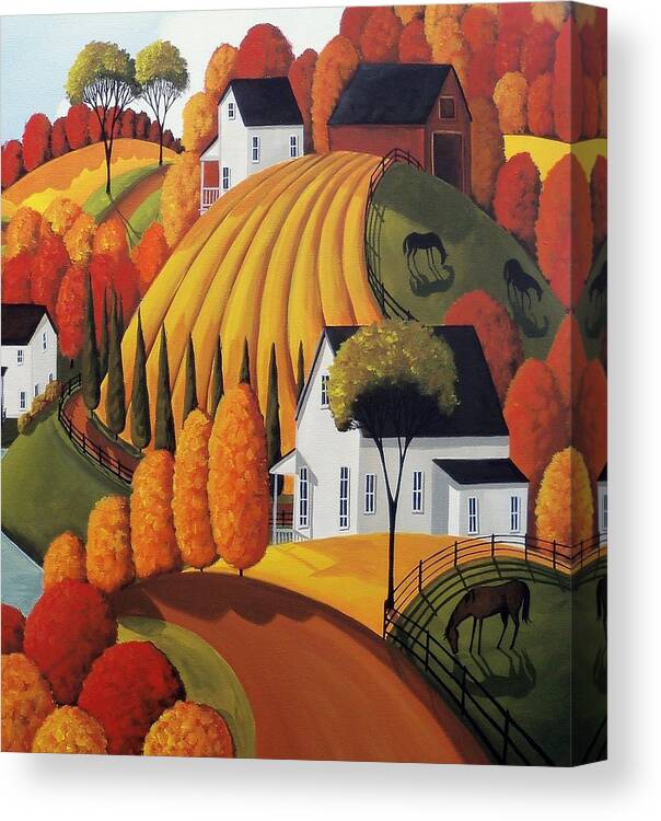 Landscape Canvas Print featuring the painting Autumn Glory - country modern landscape by Debbie Criswell