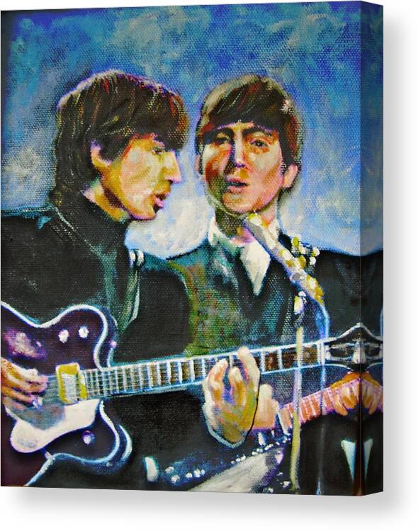 Beatles George And John Canvas Print featuring the painting Beatles George and John by Leland Castro