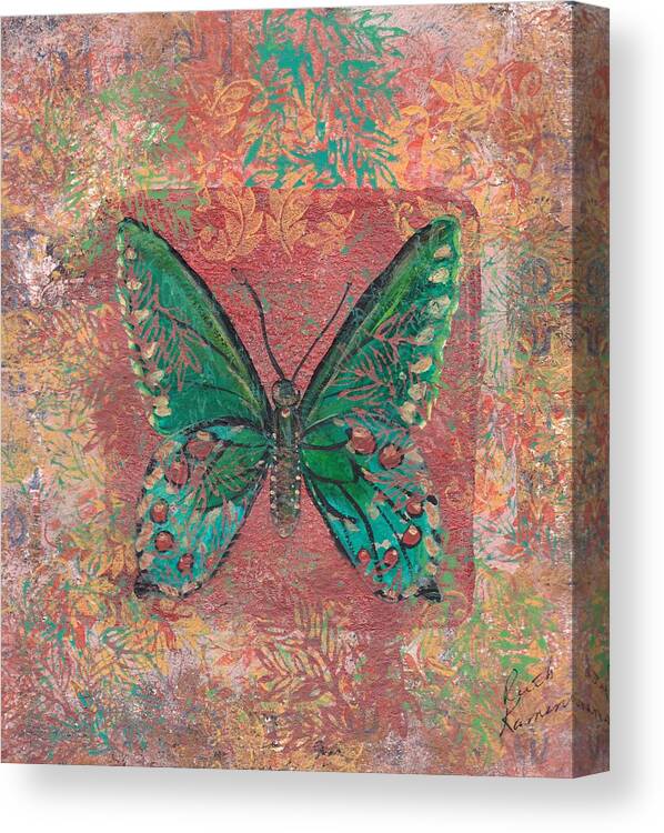Tropical Butterfly Canvas Print featuring the painting Blue Butterfly by Ruth Kamenev