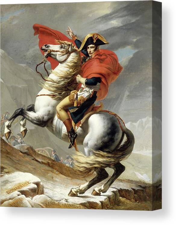 Napoleon Canvas Print featuring the painting Bonaparte Crossing the Alps by Jacques Louis David