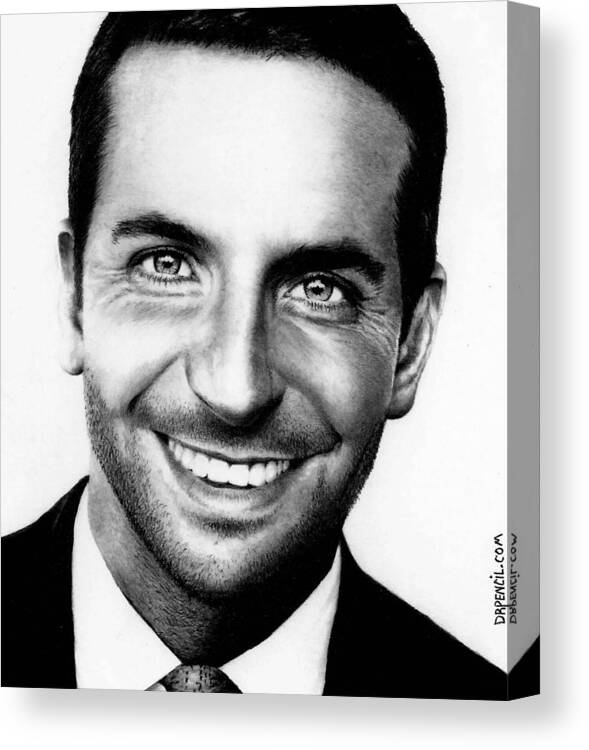 Bradley Cooper Canvas Print featuring the drawing Bradley Cooper by Rick Fortson
