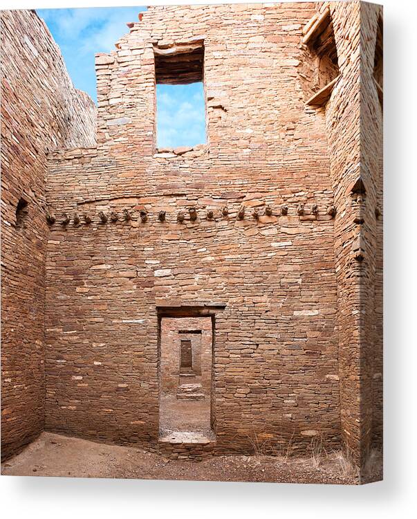 Pueblo Bonito Canvas Print featuring the photograph Chaco Canyon Doorways 4 by Carl Amoth