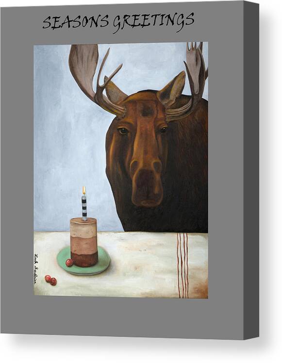 Chocolate Canvas Print featuring the painting Chocolate Moose Greetings by Leah Saulnier The Painting Maniac