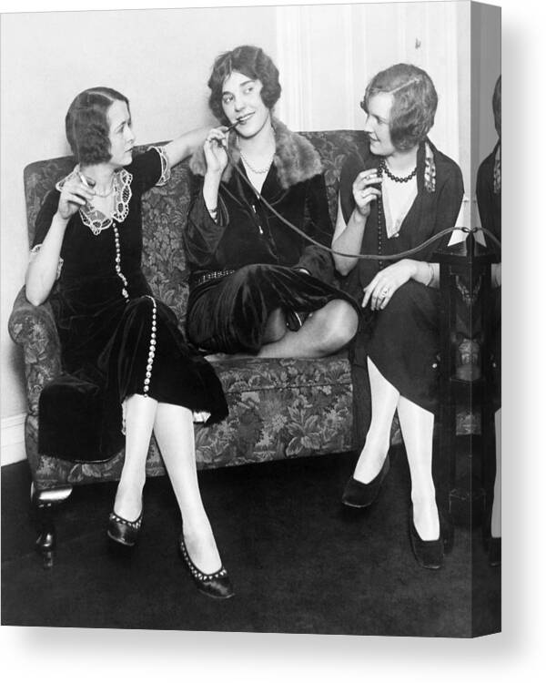 1924 Canvas Print featuring the photograph Cigarette Smoking, 1924 by Granger