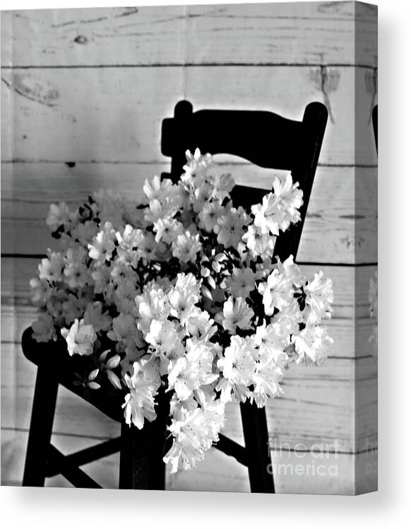 Porch Canvas Print featuring the photograph Country Porch in B and W by Sherry Hallemeier