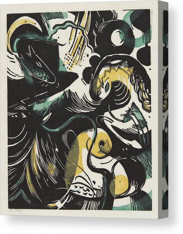 Franz Marc Canvas Print featuring the drawing Creation History II by Franz Marc