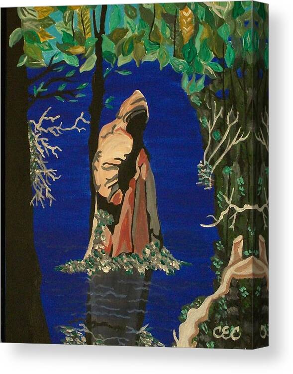Cypress Canvas Print featuring the painting Cypress Knee by Carolyn Cable