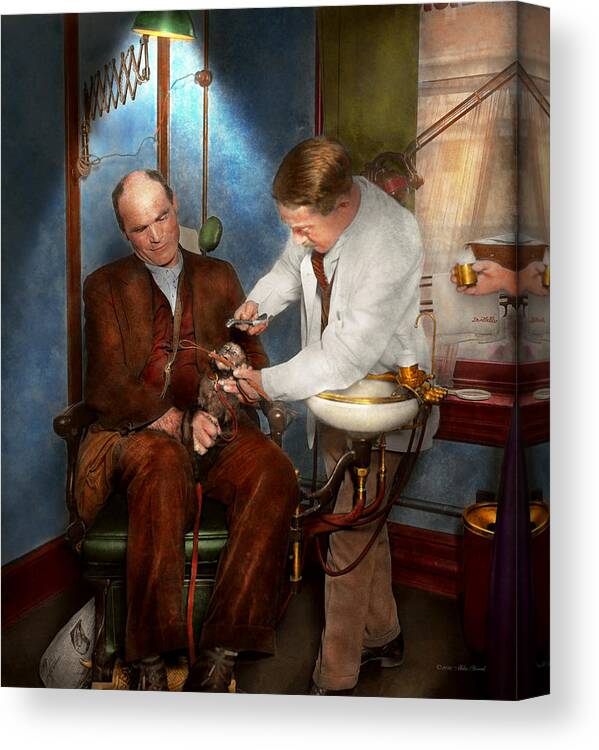 Dentist Canvas Print featuring the photograph Dentist - Monkey Business 1924 by Mike Savad
