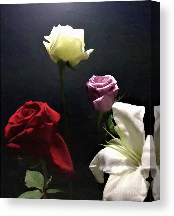 Digital Artwork Canvas Print featuring the digital art Digital Painting Artwork Floral Bouquet by Delynn Addams