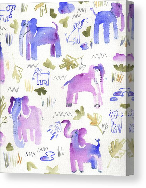Elephant Canvas Print featuring the painting Elephant Jungle by Kristy Lankford
