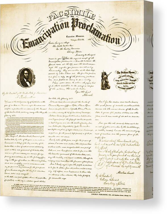 Emancipation Proclamation Canvas Print featuring the photograph Emancipation Proclamation by Photo Researchers