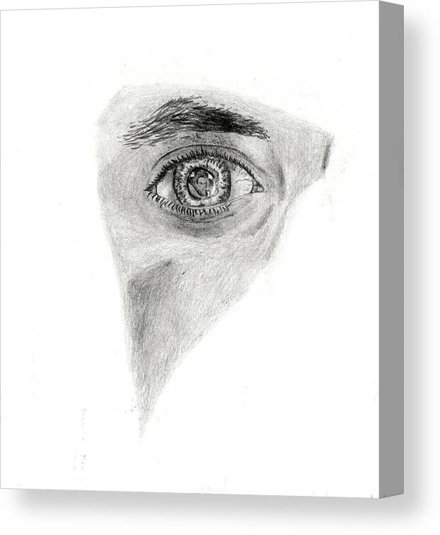 Self Portrait Canvas Print featuring the drawing Eye see my Self by Michael McKenzie