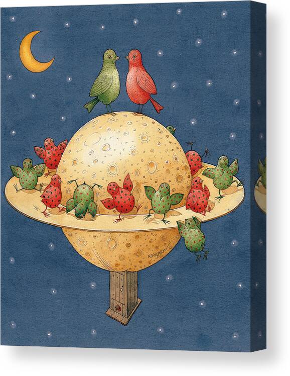 Planet Canvas Print featuring the painting Far Planet by Kestutis Kasparavicius