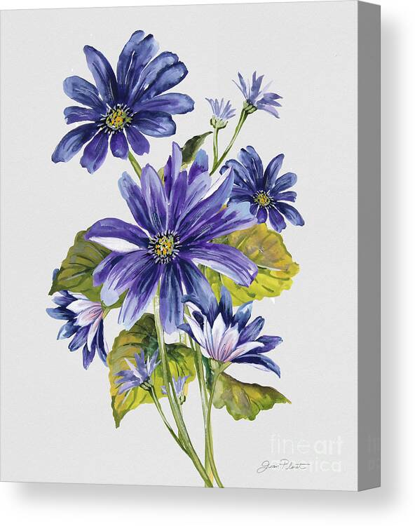 Watercolor Painting Canvas Print featuring the painting Floral Botanicals-JP3781 by Jean Plout