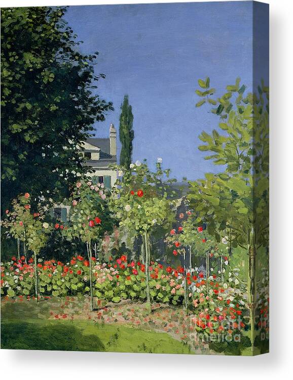 Flowering Garden At Sainte-adresse Canvas Print featuring the painting Flowering Garden at Sainte-Adresse by Claude Monet by Claude Monet