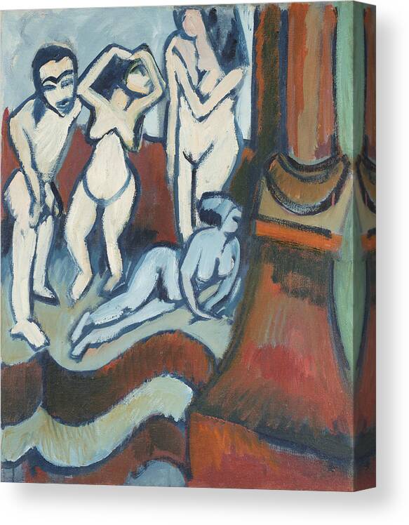German Painters Canvas Print featuring the painting Four Wood Sculptures by Ernst Ludwig Kirchner