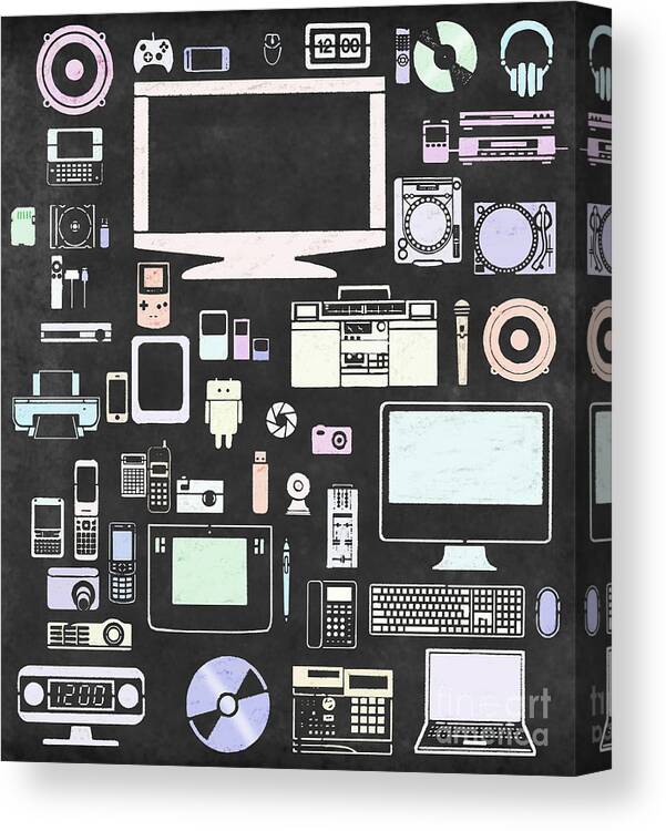 Audio Canvas Print featuring the digital art Gadgets Icon by Setsiri Silapasuwanchai