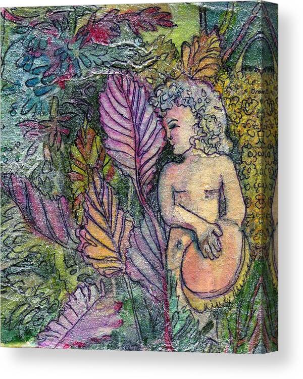 Child Canvas Print featuring the painting Garden Muse by Mindy Newman