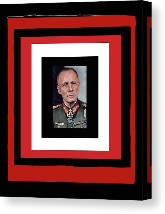 Generalfeldmarschall Erwin Rommel In Color Circa 1942 Frames Added 2016 Canvas Print featuring the photograph Generalfeldmarschall Erwin Rommel in color circa 1942 frames added 2016 by David Lee Guss