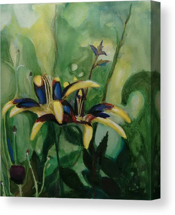 Flower Canvas Print featuring the painting Glowing Flora by Nicolas Bouteneff