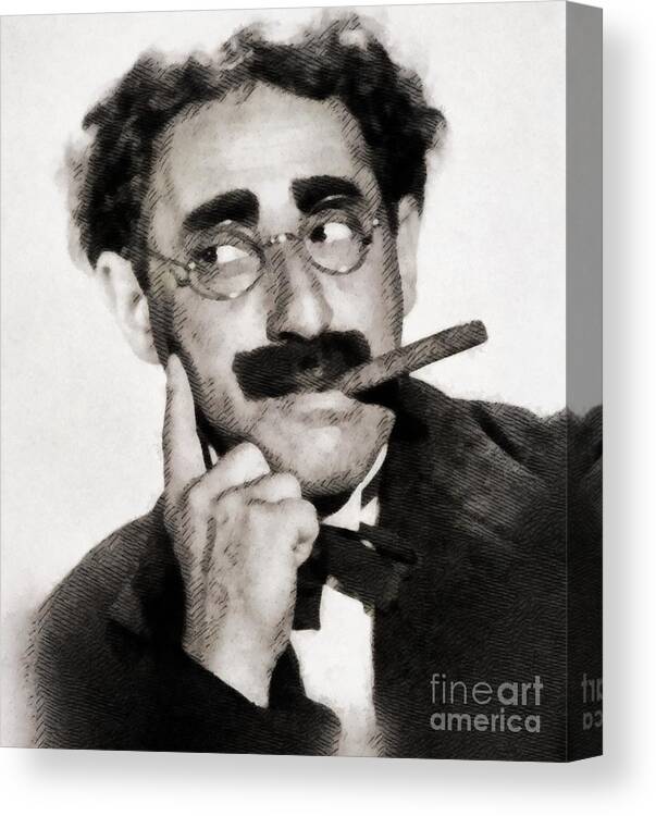 Groucho Canvas Print featuring the painting Groucho Marx by JS by Esoterica Art Agency