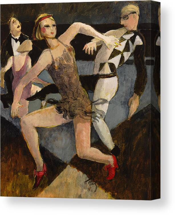 Figures Canvas Print featuring the painting Harlequin Floor Show by Thomas Tribby