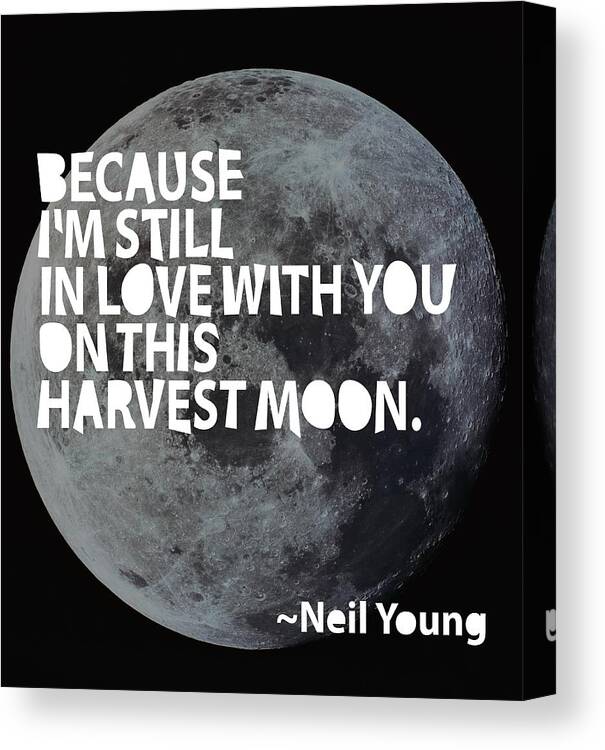 Neil Young Canvas Print featuring the painting Harvest Moon by Cindy Greenbean