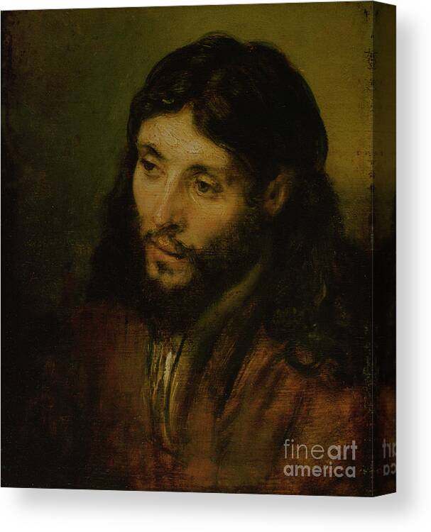 Head Canvas Print featuring the painting Head of Christ by Rembrandt