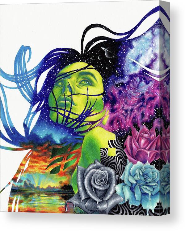 Trippy Canvas Print featuring the drawing Hydrogen by Callie Fink