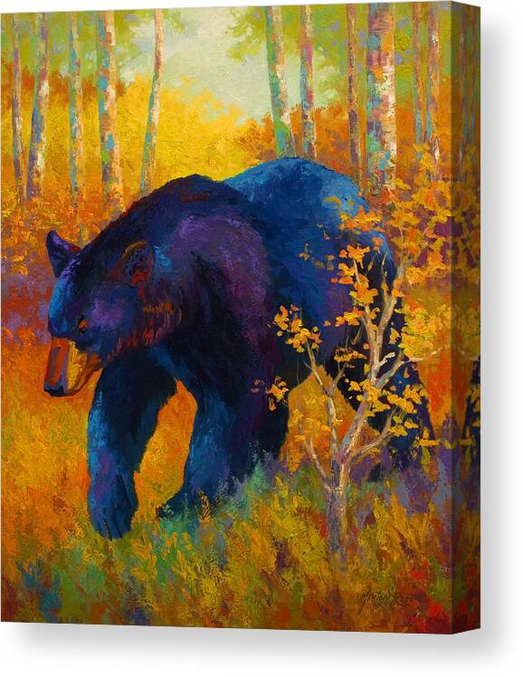 Bear Canvas Print featuring the painting In To Spring - Black Bear by Marion Rose