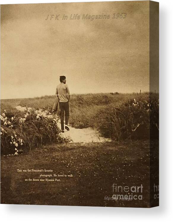 Photo Canvas Print featuring the photograph JFK in Life Magazine by Marsha Heiken