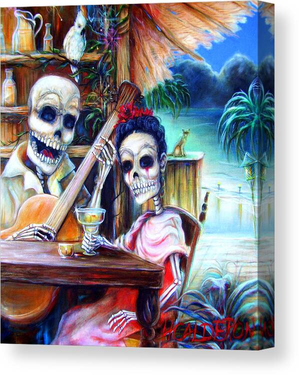 Dia De Lost Muertos Canvas Print featuring the painting La Borracha by Heather Calderon