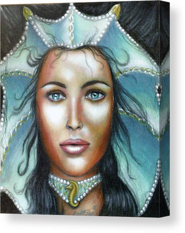 Woman Canvas Print featuring the drawing Lady of the Sea by Scarlett Royale