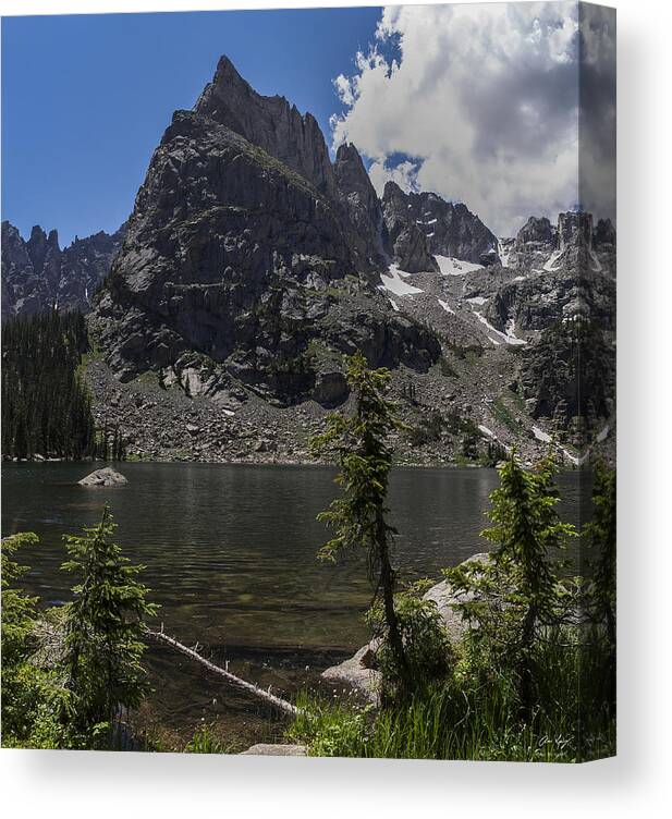 Lone Eagle Peak Canvas Print featuring the photograph Lone Eagle Peak from Crater Lake by Aaron Spong