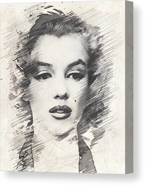 Marilyn Canvas Print featuring the drawing #Marilyn Monroe, Actress and Model by Esoterica Art Agency