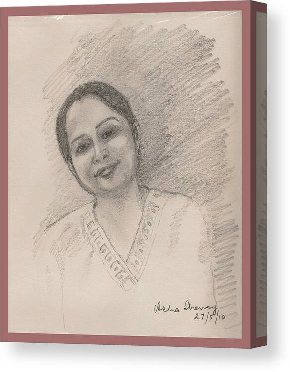 Maya Canvas Print featuring the drawing Maya by Asha Sudhaker Shenoy